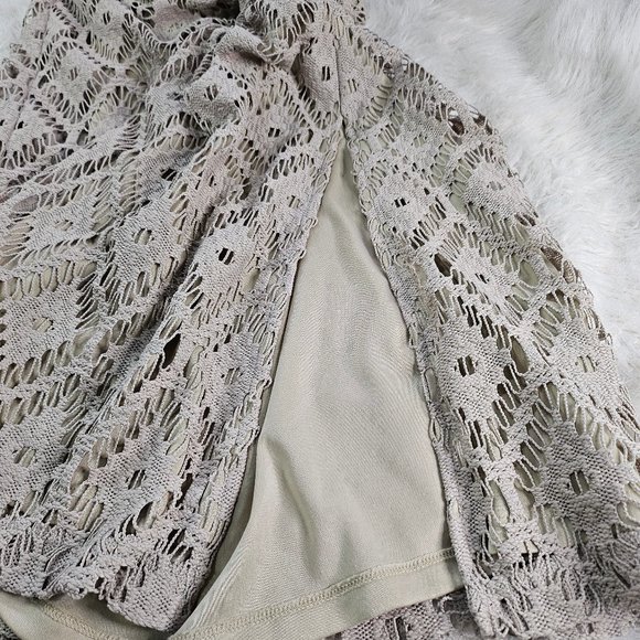 Chico's Women's Beige Lace Crochet Maxi Sleeveless Dress Size 2 - Picture 10 of 10